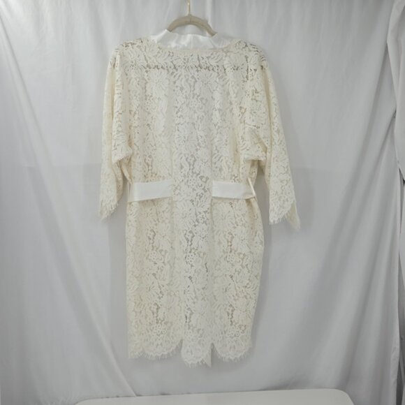 Weddingstar Lace Kimono Short Robe With Belt Can Be Used As Coverup Size S/M - Picture 8 of 12